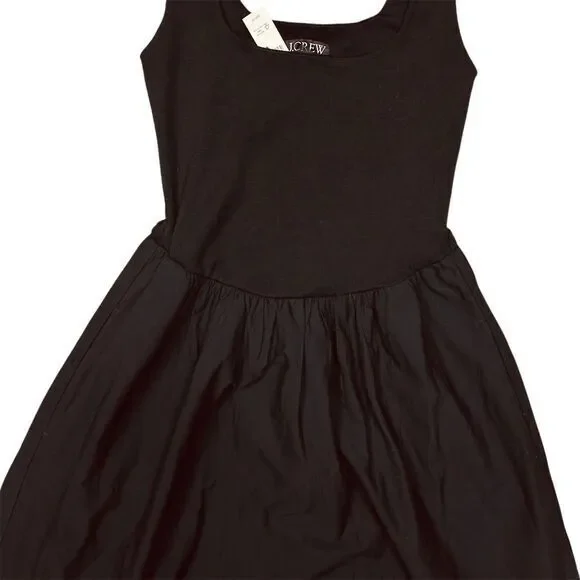 NWT J. Crew Women's XS Black Drop-Waist Mixy Dress Knee Length Sleeveless‎ - Picture 4 of 10